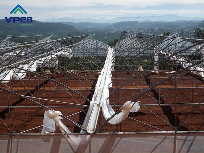 Nhà kính mái hở cố định 1 bên - Vpeb Greenhouse
